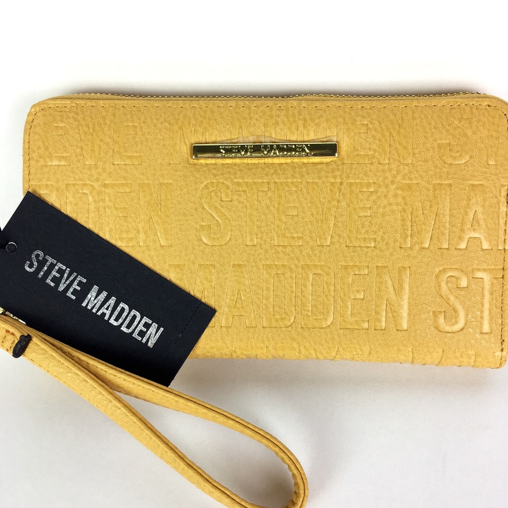 Steve Madden Zip Around Wallet/Wristlet Mustard - Picture 2 of 7
